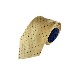 Tommy Hilfiger Gold & Navy Blue Geometric 100% Silk Tie‎ 57"x3.25" NWT